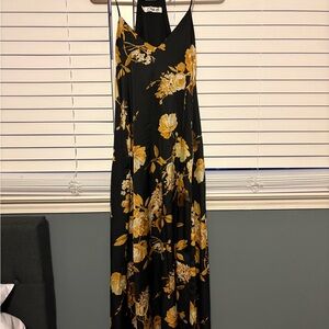 Chetta B Black and Gold Floral Maxi Dress